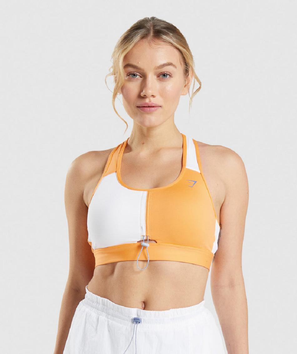 Sujetadores Deportivos Gymshark Pulse Mujer Albaricoque Naranjas Blancas | CO 2218HAP